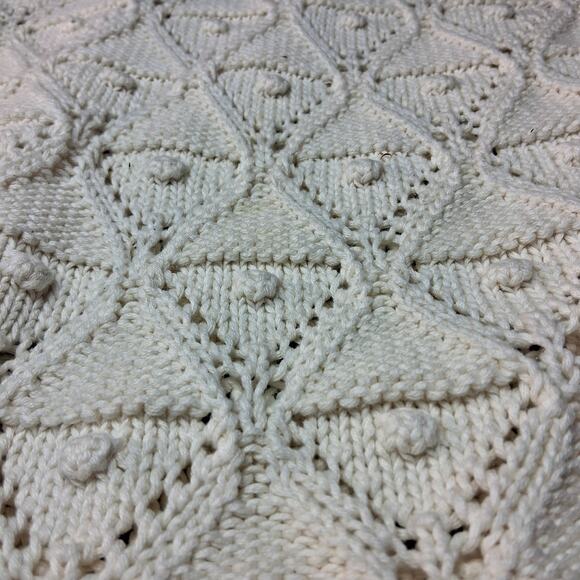 Tommy Hilfiger White Knit Sweater Light Academia Size Small Diamond Pattern - Picture 5 of 10